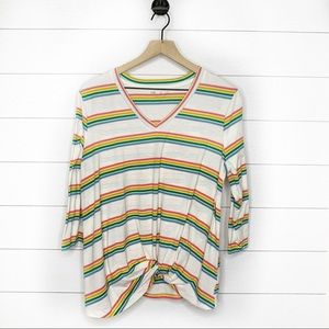 Mic & Jax rainbow stiped twist front top